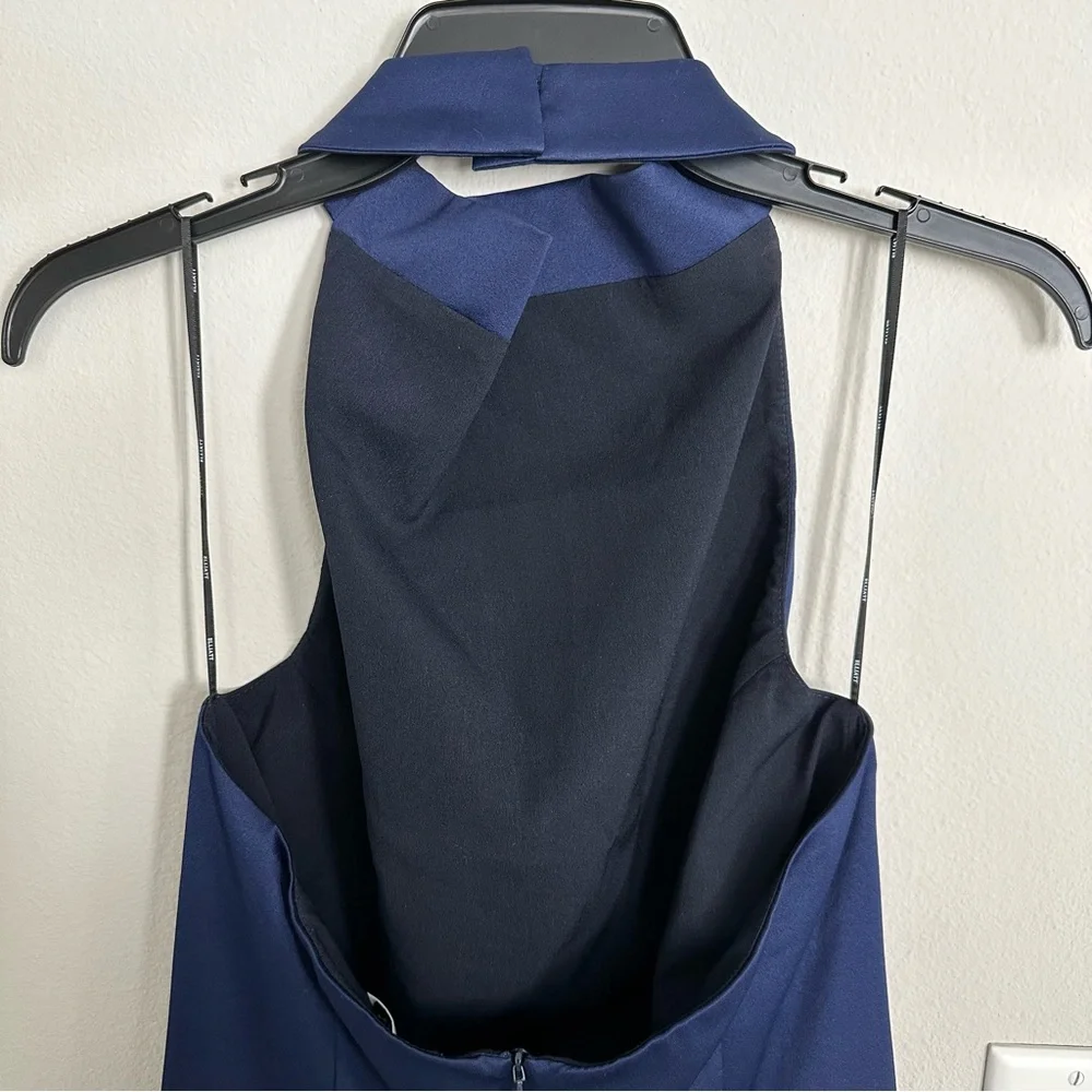 Elliatt - Camo Asymmetric Satin Cocktail Dress in Navy - S - Picture 7 of 8